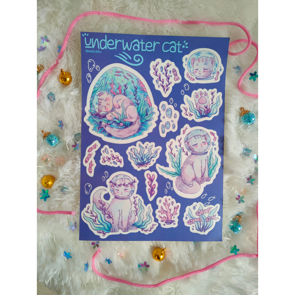 Jual Sticker Underwater Cat | Shopee Indonesia