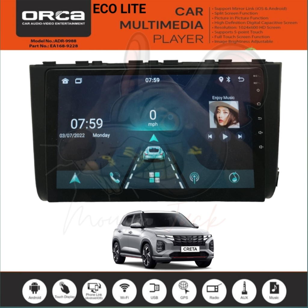 Jual Head Unit Android Orca Lite For Hyundai Creta 2022 up 10 inch PNP ...