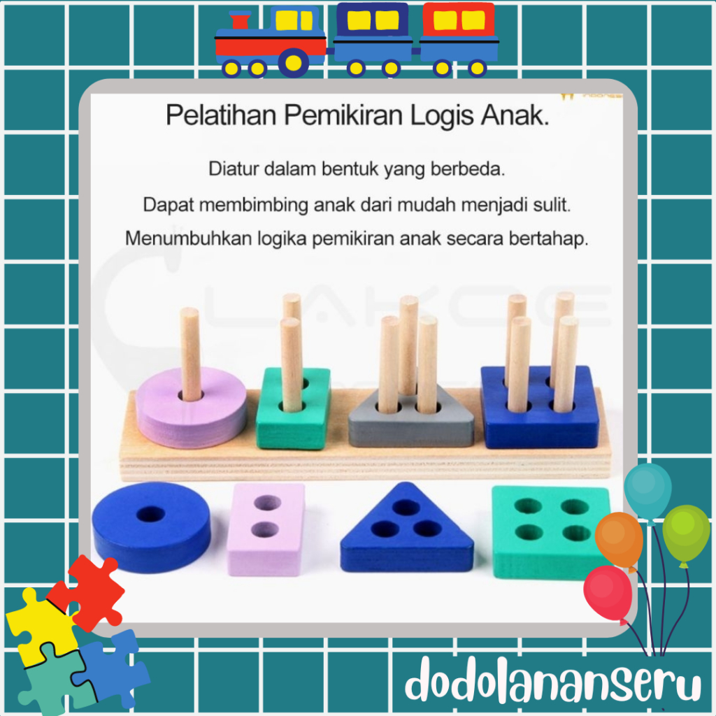 Jual DDS - Mainan puzzle kayu anak geometric board mainan balita Wooden ...