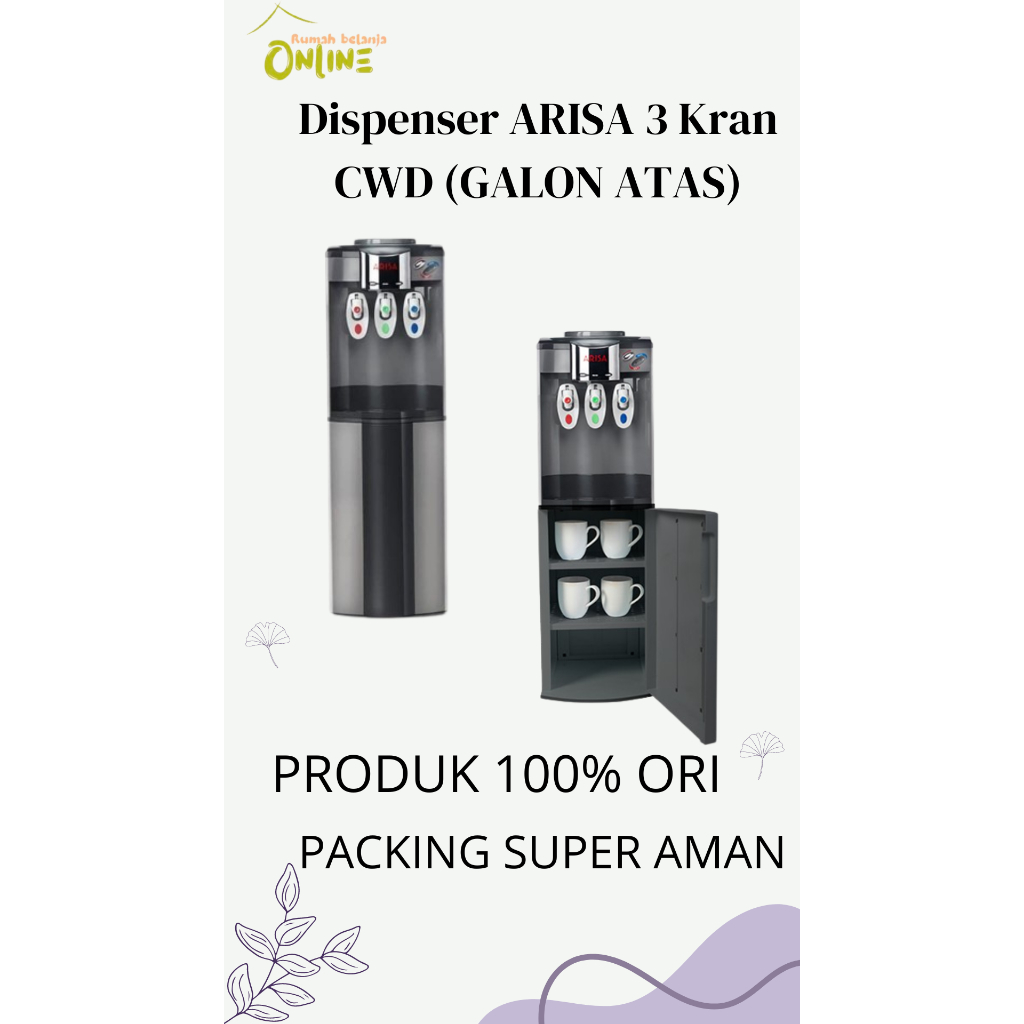 Jual Arisa Dispenser Cwd 3 Kran Hot Cool Normal Galon Atas Shopee Indonesia 9048