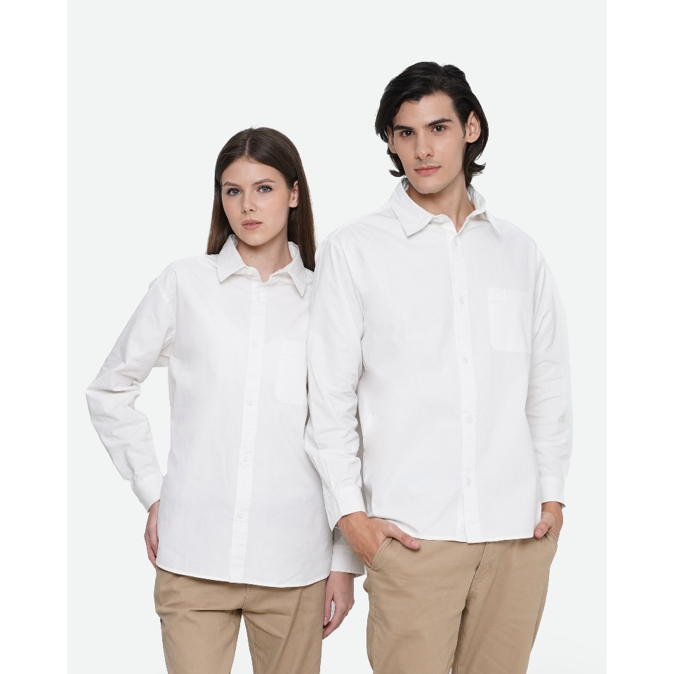 Jual Erigo Kemeja Basic Longsleeve Kaitlyn White Unisex | Shopee Indonesia