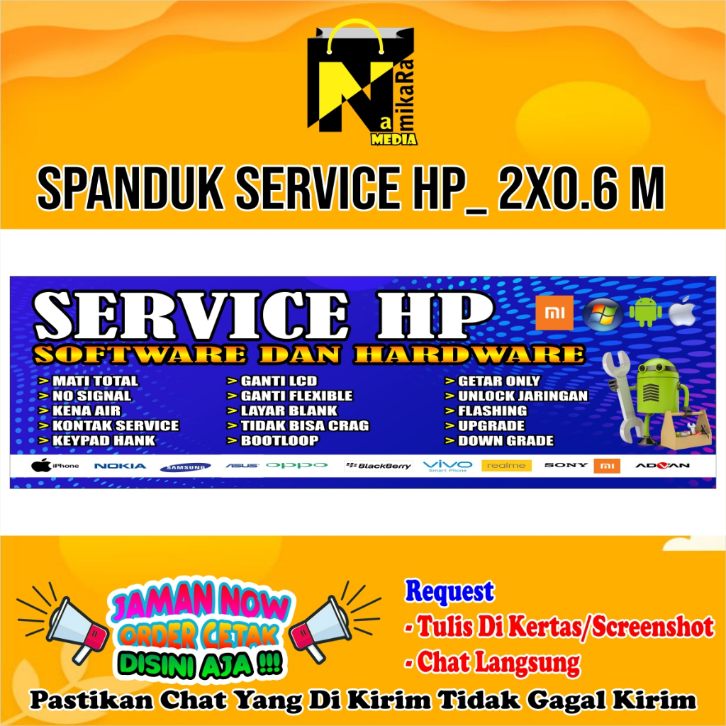 Jual Spanduk Banner Service Hp Atau Service Handphone Terbaru Ukuran 200x60 Cm Bisa Custom 