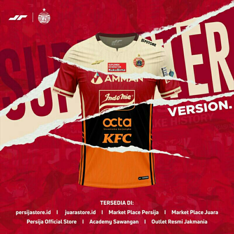 Jual Original Jersey Persija Versi supporter Apparel Juara Player Kit