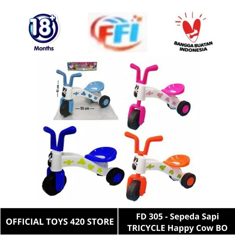Jual ARFB - Mainan Sepeda Sapi Roda 3 Non Music Tricycle Happy Cow ...
