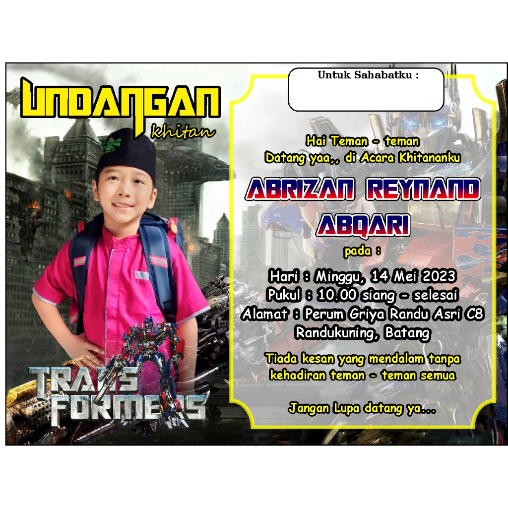 Jual Undangan Khitan Anak Custom | Shopee Indonesia