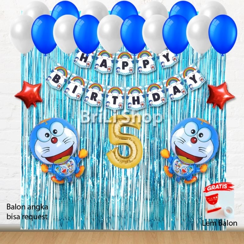 Jual Paket Set Dekorasi Ulang Tahun Anak Doraemon Pesta Ultah Tema
