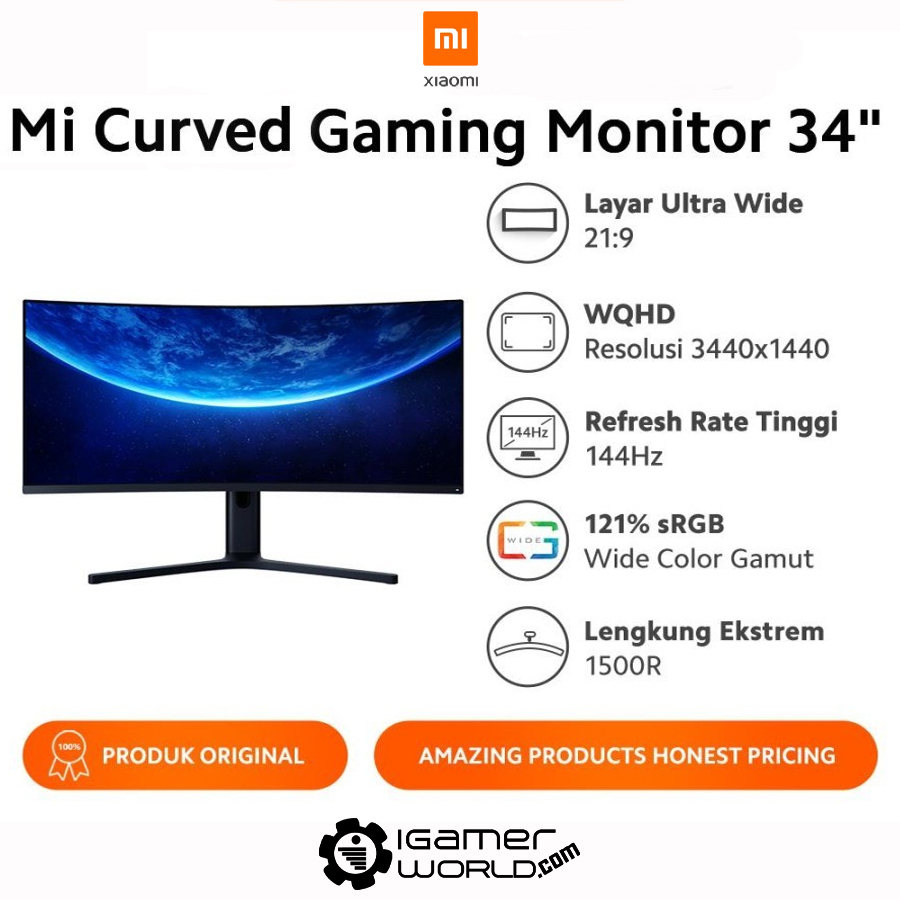 Jual Xiaomi Mi 34 Inch 144hz QHD Curved Gaming Monitor | Shopee Indonesia