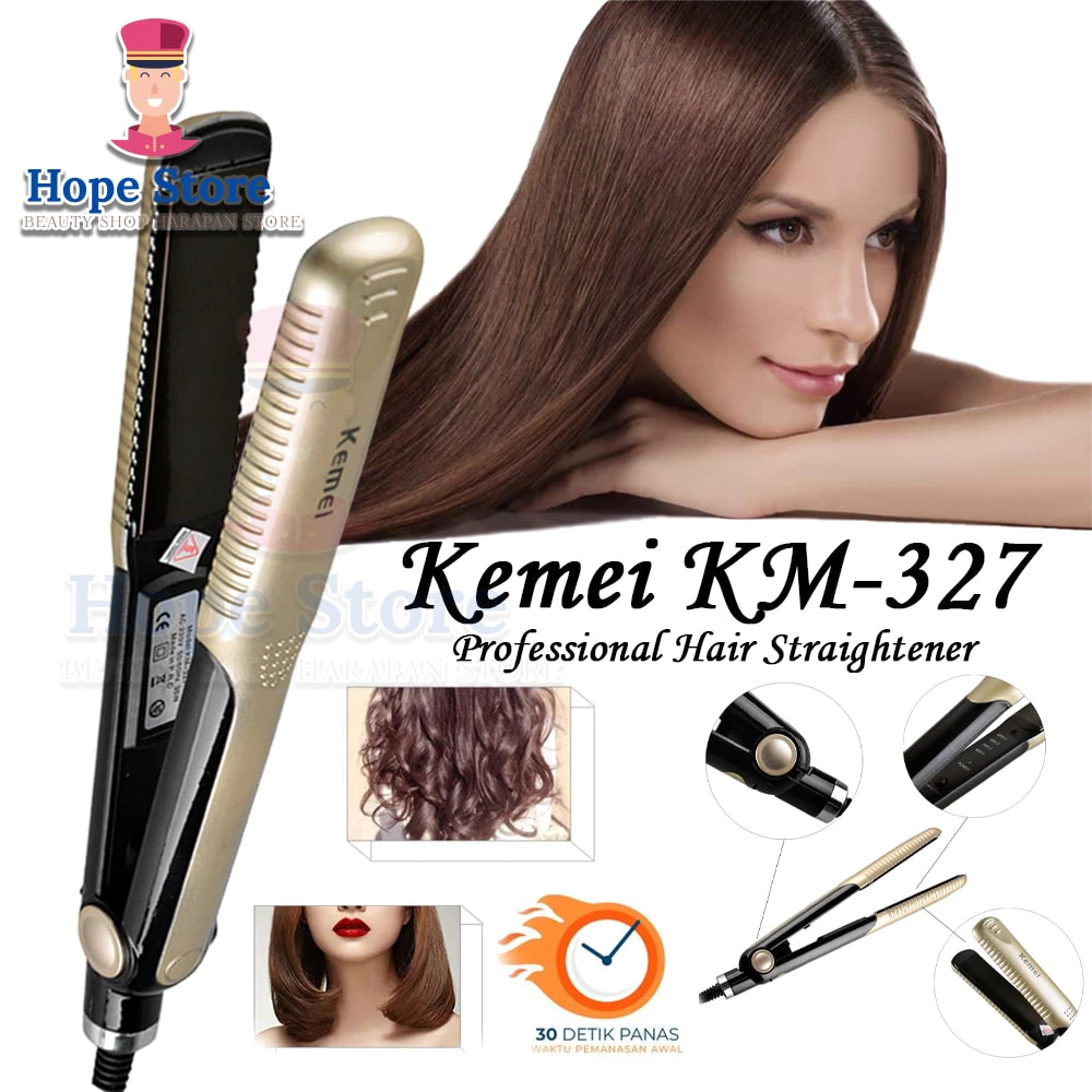 Hope Store - Catokan Kemei KM-327 Curly Straight / Pelurus Rambut Professional | AutoStock