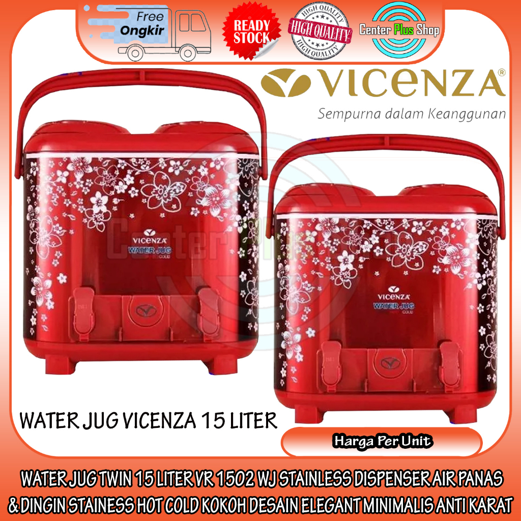 Jual Water Jug Twin Vicenza 15 Liter Vr 1502 Wj Termos Dispenser Air Panas And Dingin Stainles 5181