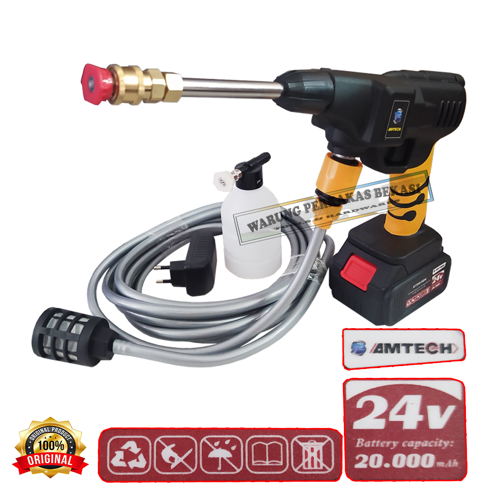 Jual AMTECH Cordless 21V High Pressure Jet Clenaer 2 Baterai Cas 24 ...