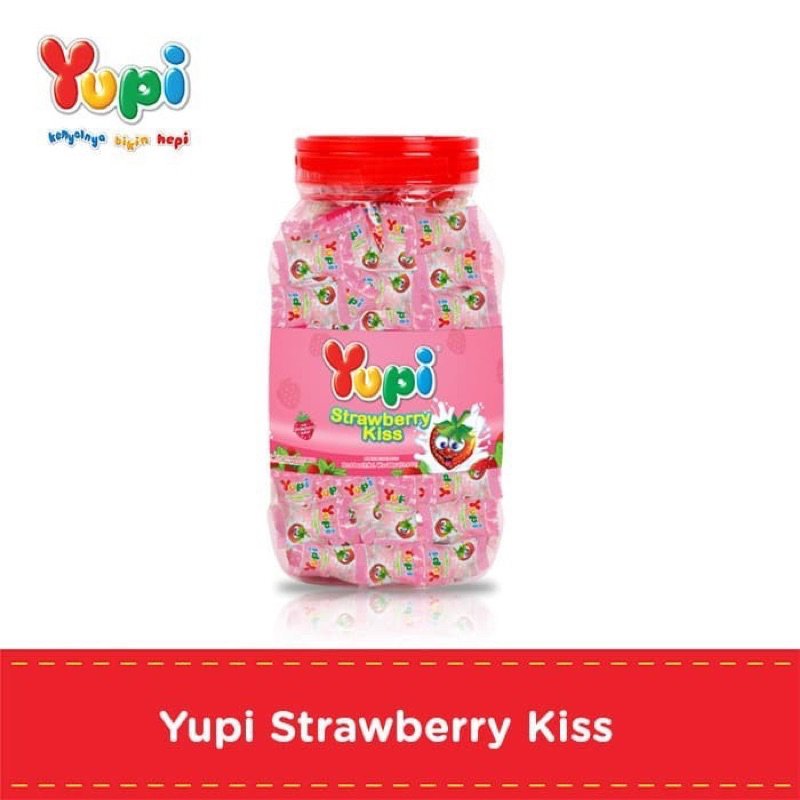 Jual Permen Yupi Strawberry Kiss Jar Shopee Indonesia