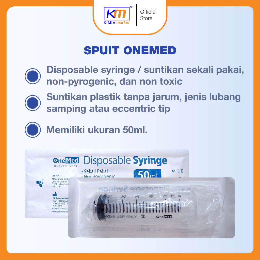 Jual Spuit Onemed 50ml Disposable Syringe 50cc | Shopee Indonesia