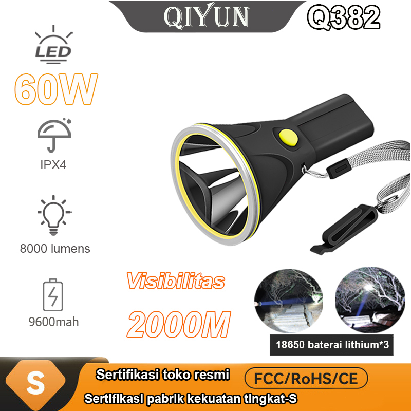 Jual QYD Senter LED Super Terang IPX6 Tahan air 60watt Portabel lampu ...