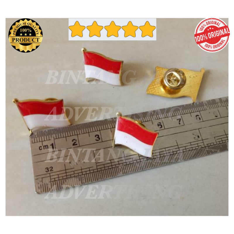 Jual Pin Bendera Indonesia Berkibar 1 5cm Pin Bendera Merah Putih