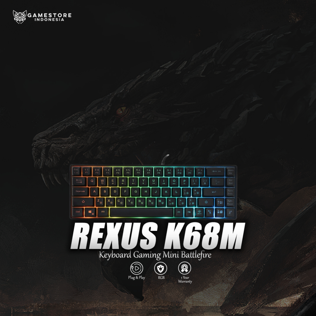 Jual Rexus Keyboard Gaming Mini Battlefire K68M Shopee Indonesia