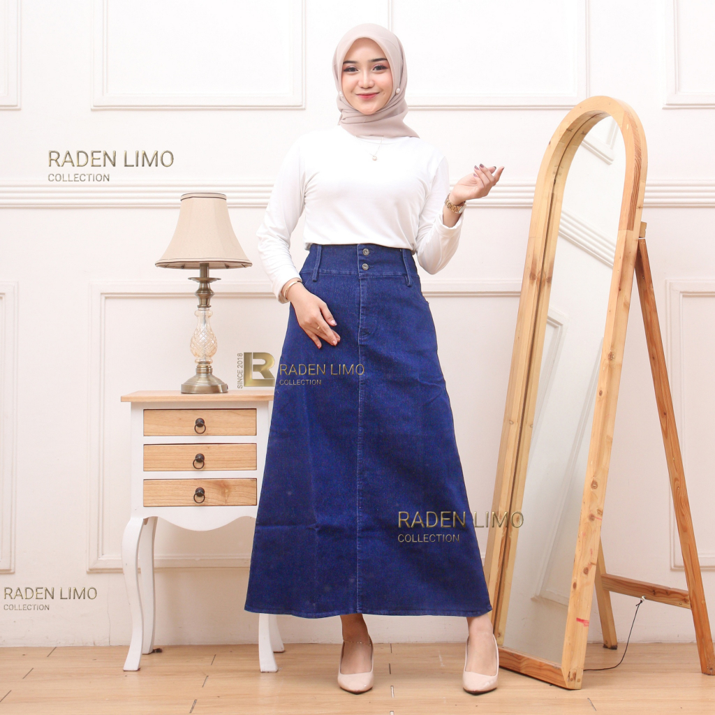 Jual Rok Jeans Strecth Model A Rok Jeans Wanita Rok Span Jeans Panjang Wanita Kualitas Premium