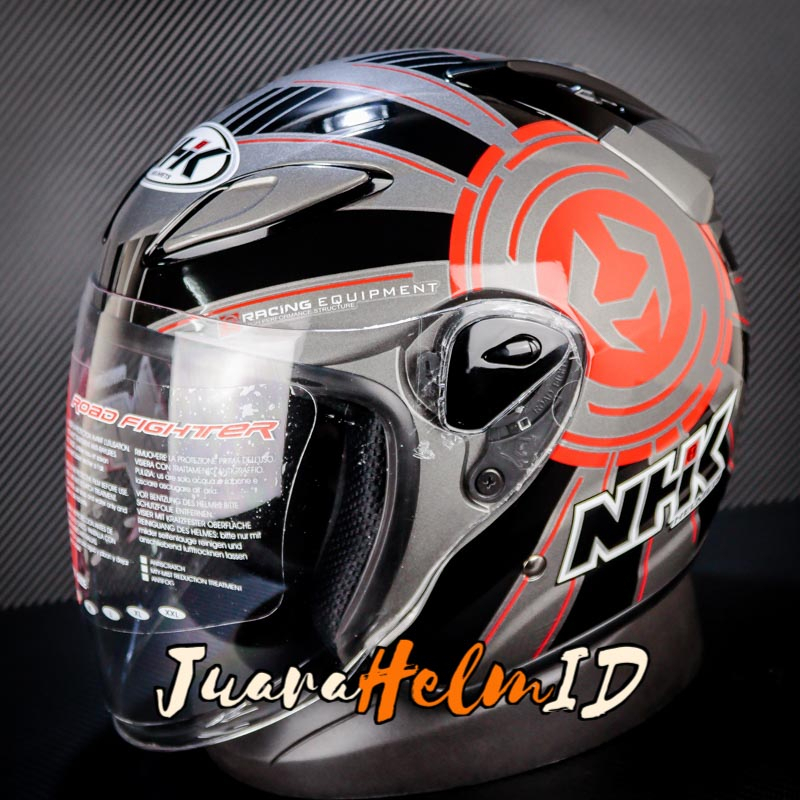 Jual NHK HELM R6 BLAZER | GREY BLACK RED | R-6 SINGLE VISOR | Shopee ...