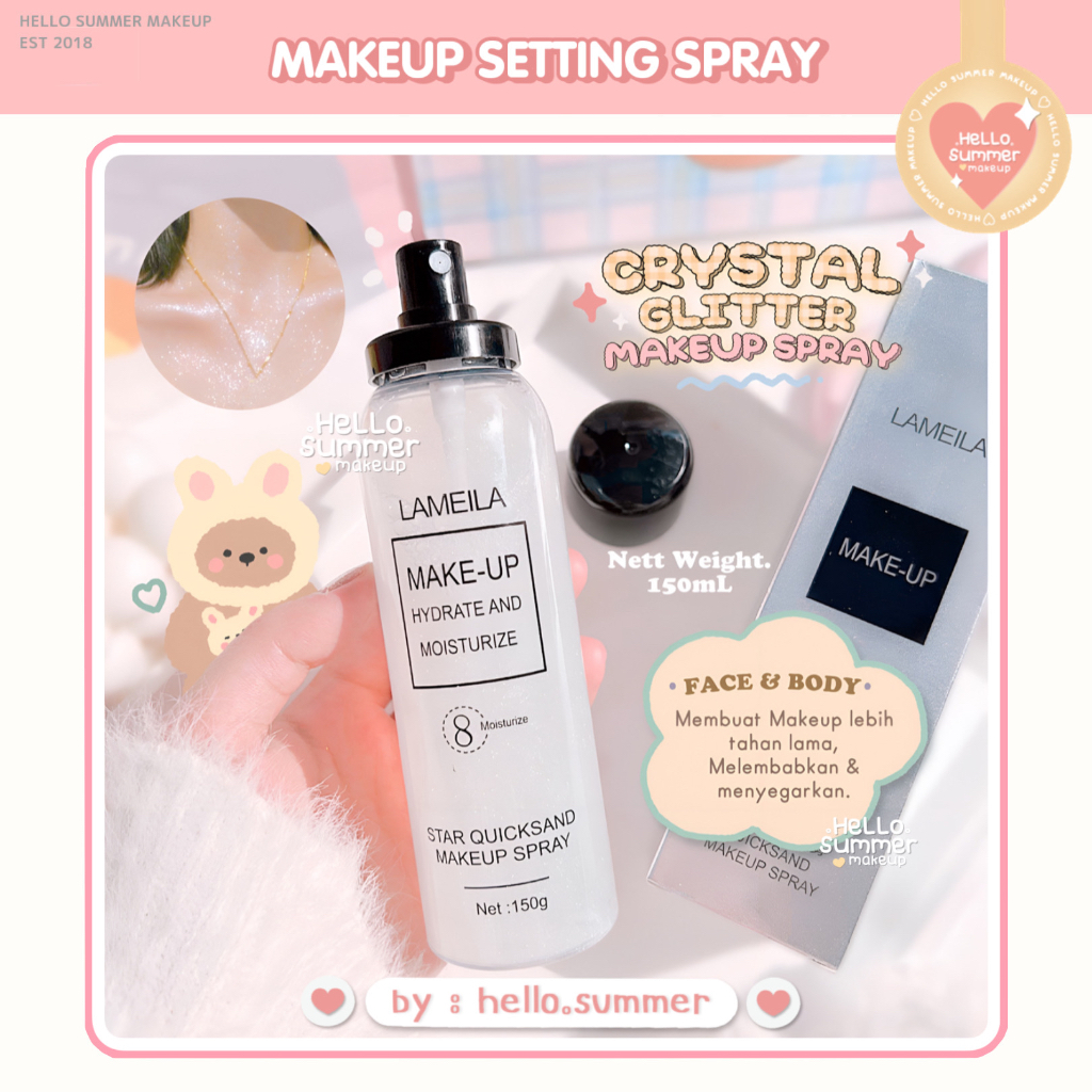 Jual Crystal Glitter Makeup Setting Spray Face & Body 150ml Lameila