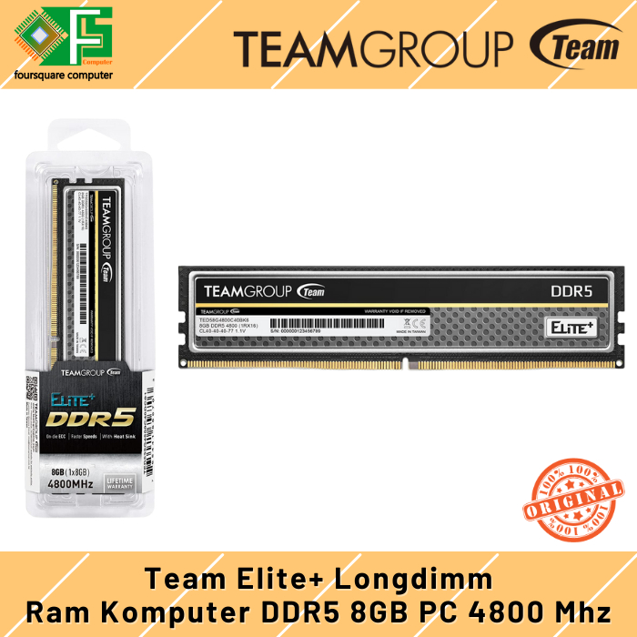 Jual Ram Team Elite+ DDR5 8GB Single PC 4800 Mhz Desktop Memory ...