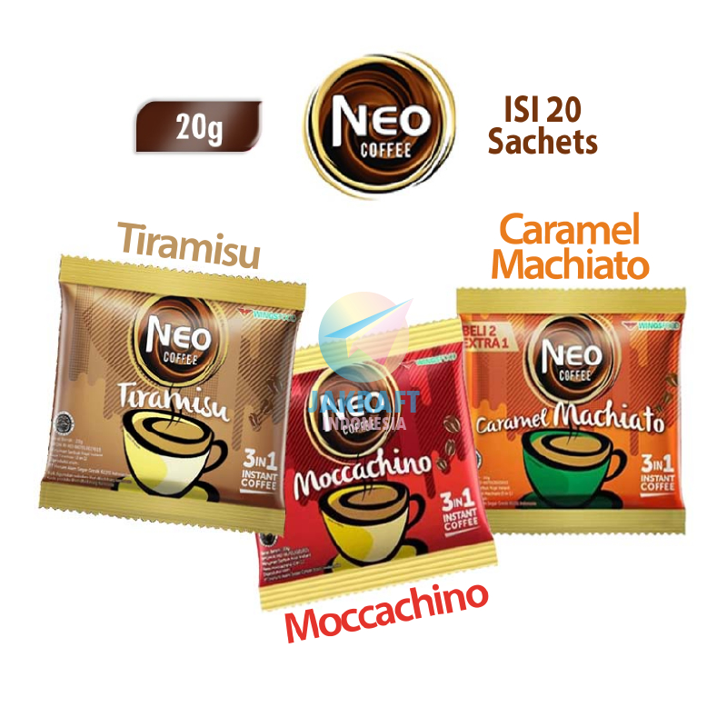 Jual (20 Pcs) Kopi Instant NEO 3 IN 1 isi 10 Bonus 10 Sachet 20gr