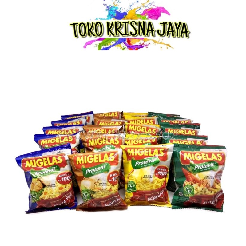 Jual Migelas Mie Seduh Rasa Ayam Bawang Soto Ayam Kari Ayam Sop Buntut Bakso Netto Gr