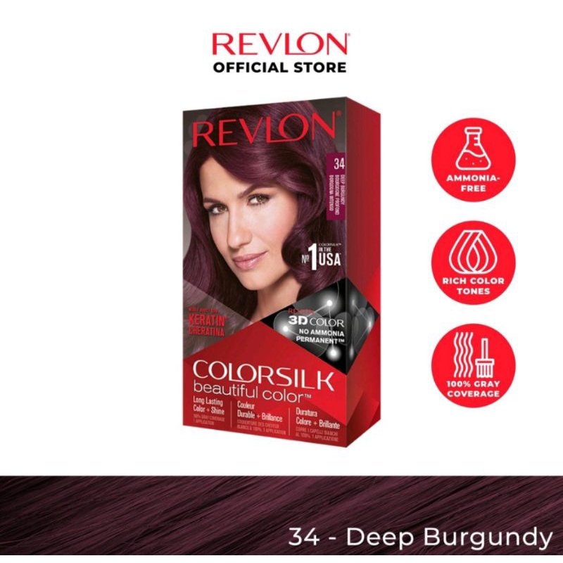 Jual Revlon Colorsilk Hair Color Cat Rambut - 34 Deep Burgundy | Shopee ...