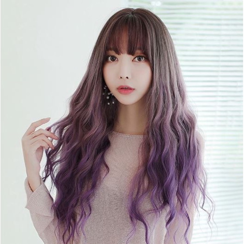 Jual Wig Rambut Palsu Akemi Poni Korea Mermaid Wave 65cm Ombre Purple