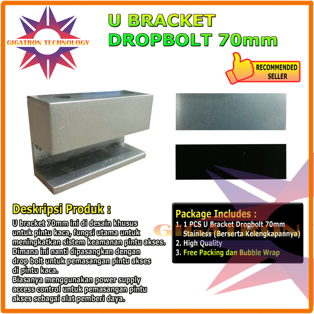 Jual Bracket U Dropbolt Stainless Kecil 70MM Access Control Door / U