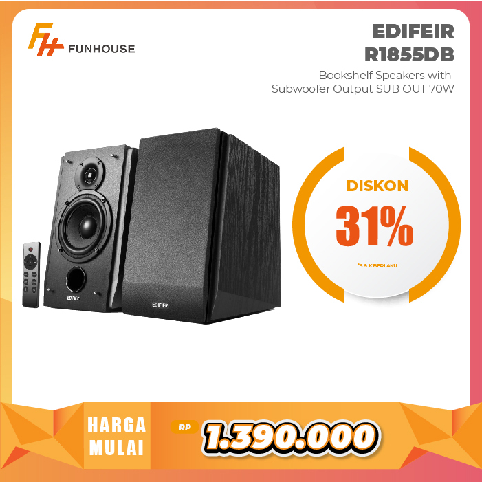 Jual EDIFEIR R1855DB Bookshelf Speakers with Subwoofer Output SUB OUT