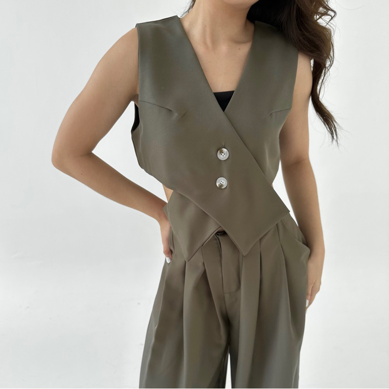 Jual ROU VEST - Vest Rompi Wanita Oversized Atasan Blazer Rompi Top ...