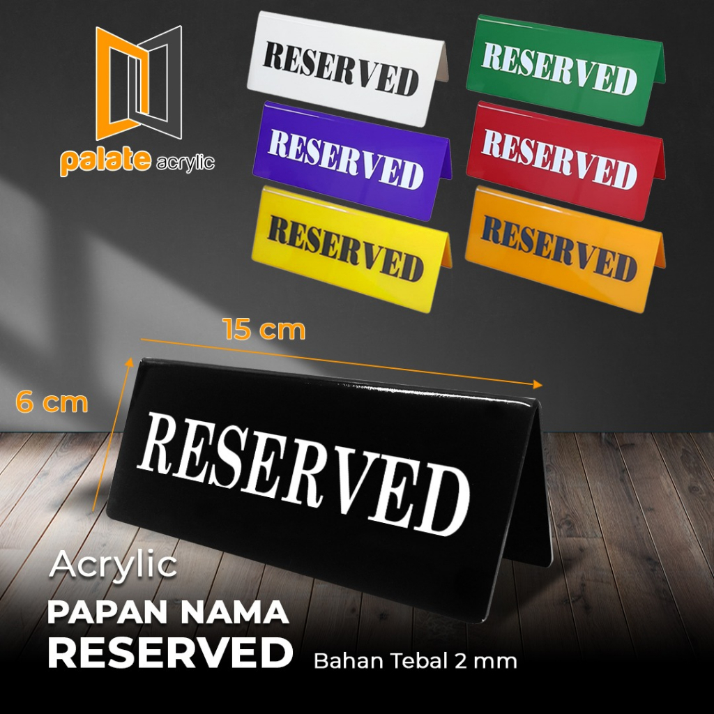 Jual PAPAN MEJA RESERVED AKRILIK / ACRYLIC RESERVED SIGN 15x6cm 2mm ...