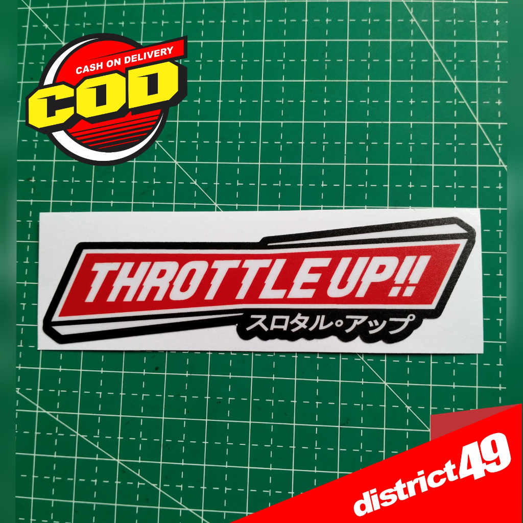 Jual Stiker Print Cut THROTTLE UP Laminasi Glossy bahan tebal anti air ...