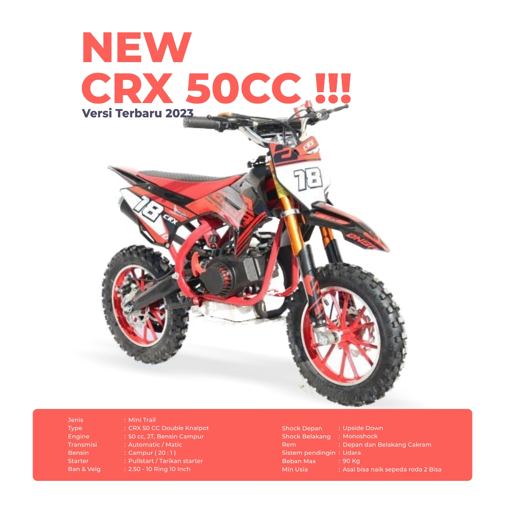 Jual Motor Mini Model CRX 50CC New 2023 | Mainan Motor Trail Replika ...