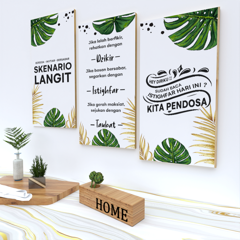 Jual Hiasan Dinding Aesthetic Daun Mostera Bunga Minimalis Wooden