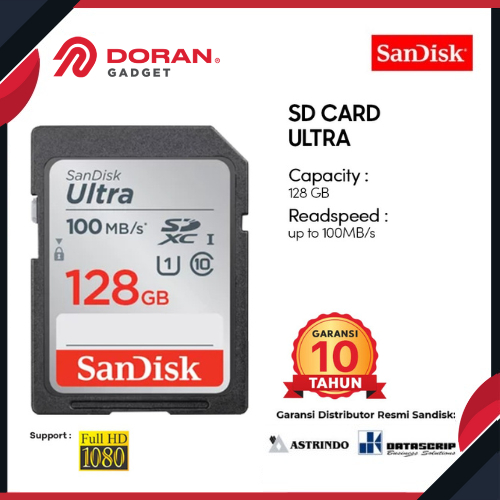 Jual Memory Card SD Card Camera 128gb Class10 100Mbps Original