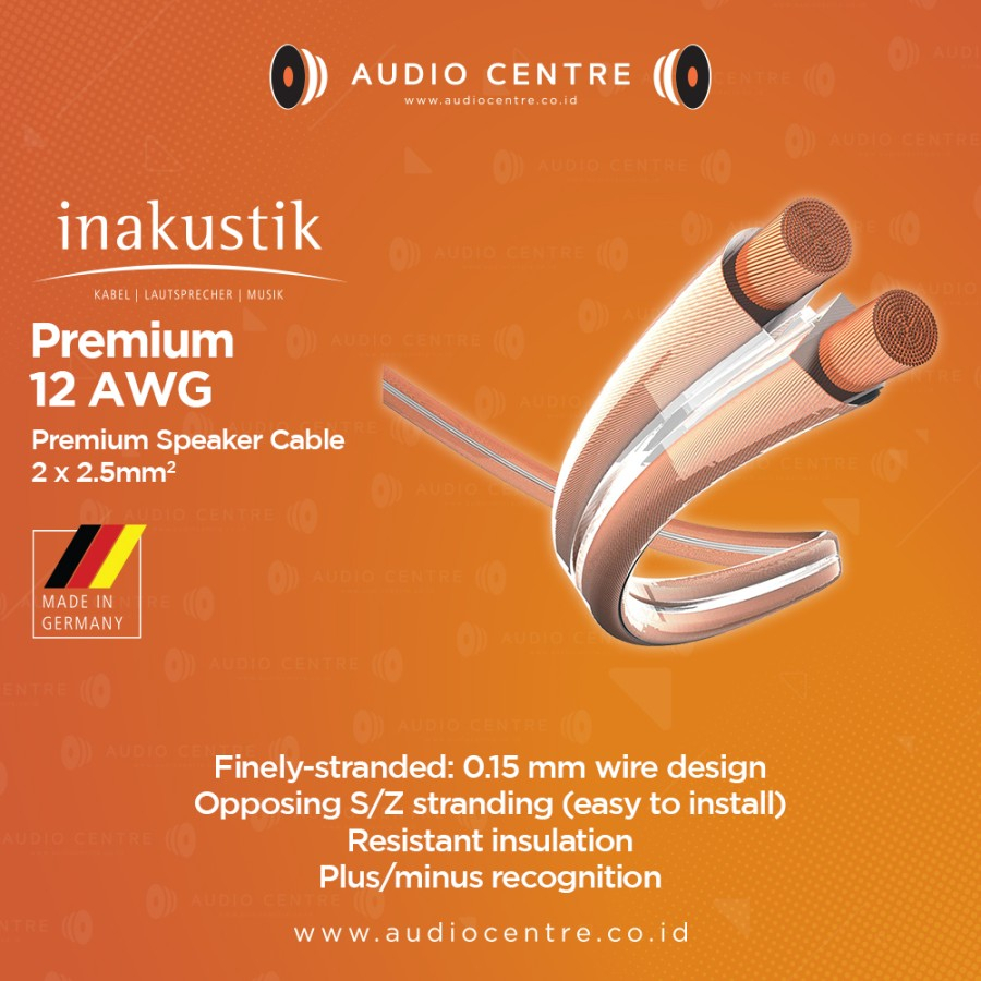 Jual Inakustik Premium 12 AWG 2 x 2.5mm speaker cable made in germany