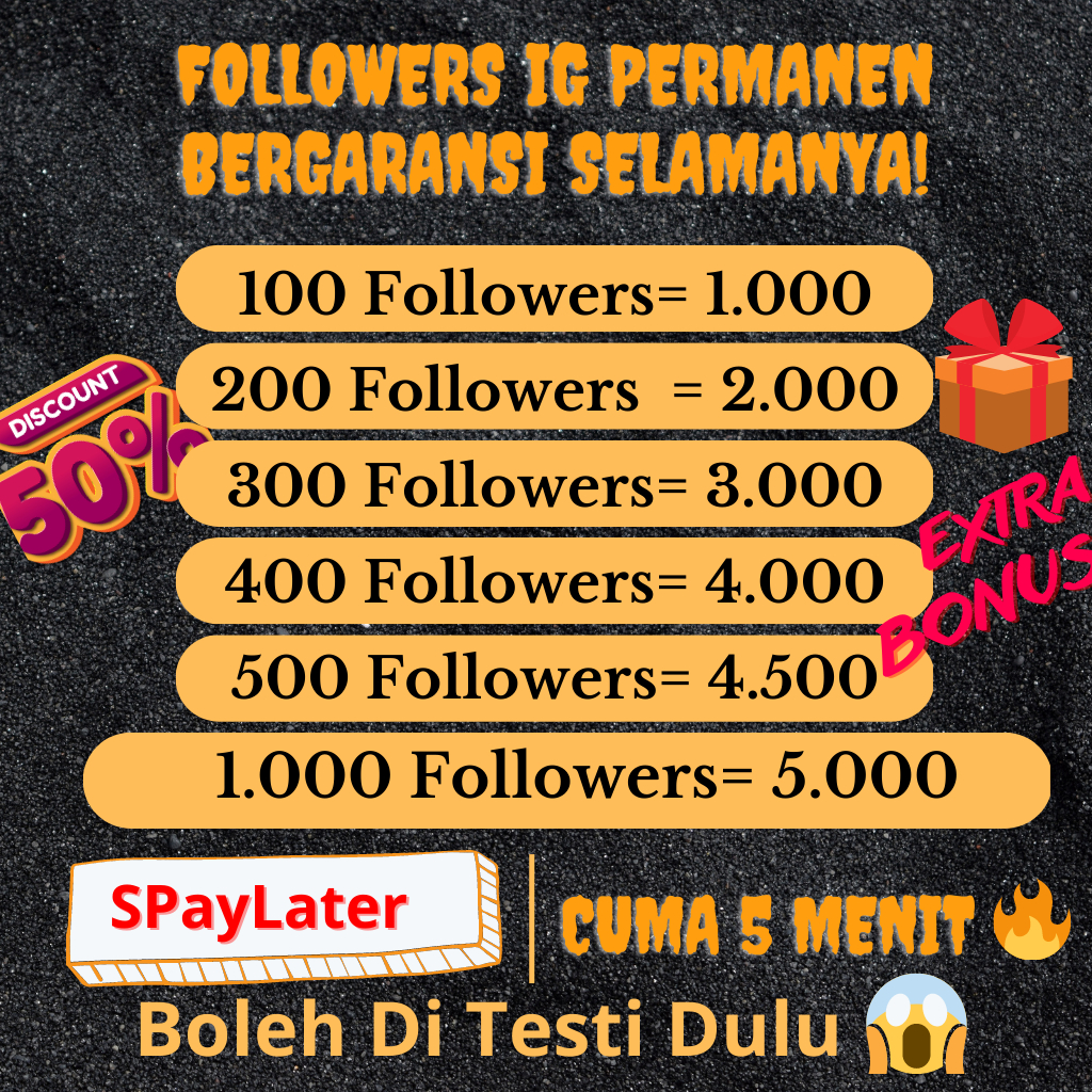 Jual Followers Permanen Real Aktif Bergaransi Selamanya Bisa Di Testi