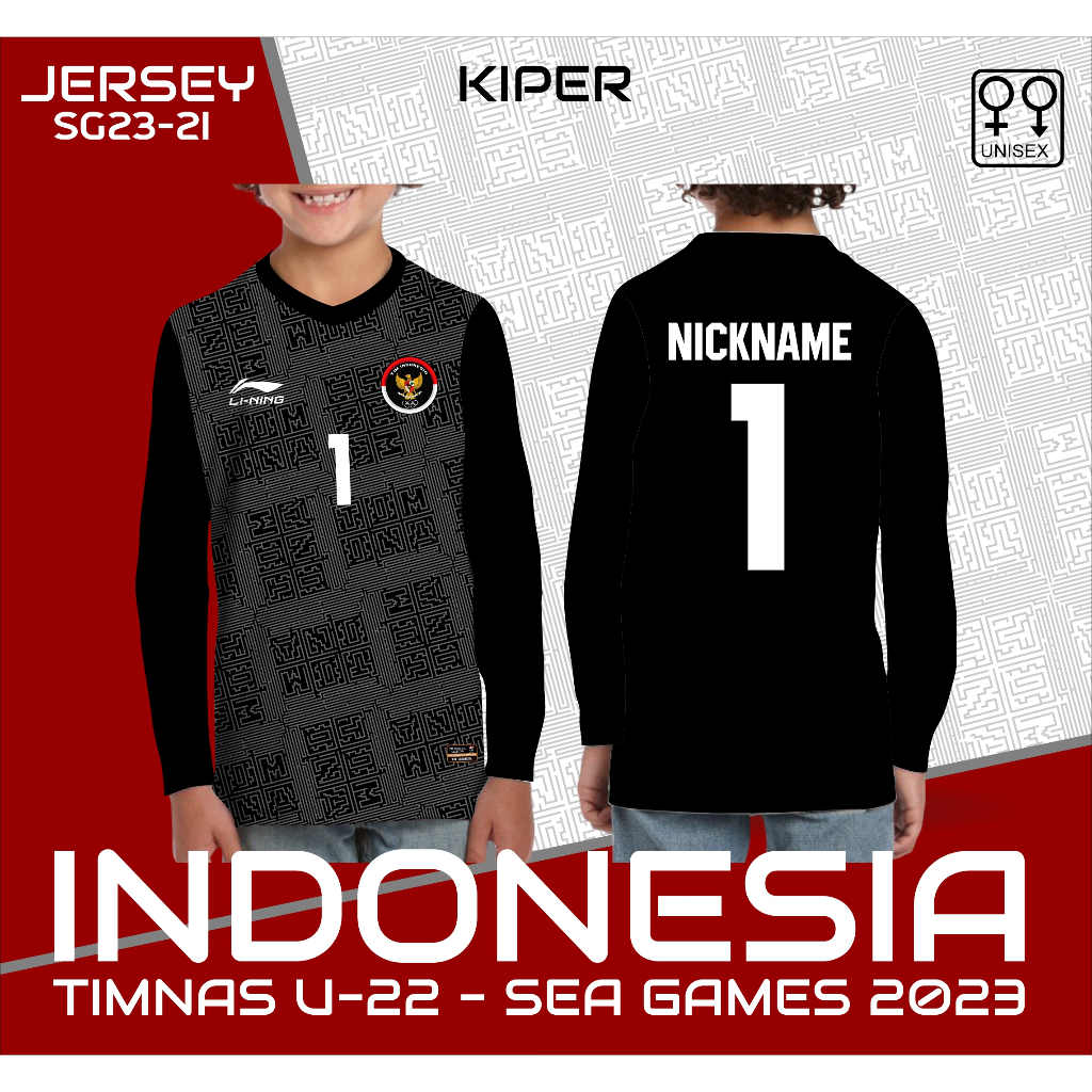 Jual Jersey kiper timnas indonesia lining anak baju bola sea games 2023