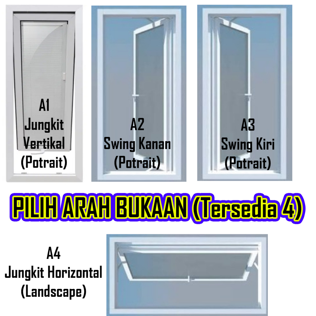 Jual JENDELA ALUMINIUM JUNGKIT SWING L60xT120 60x120 1 DAUN WINDOW ...