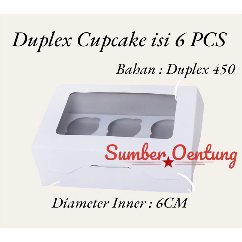 Jual DUS DUPLEX CUPCAKE ISI 6 KARTON BOX KOTAK HAMPERS KUE Shopee
