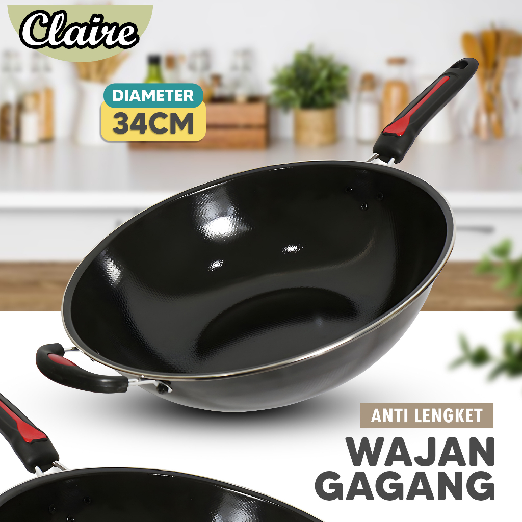 Jual WAJAN GAGANG ENAMEL / PANCI WAJAN ANTI LENGKET / UKURAN 34CM ...