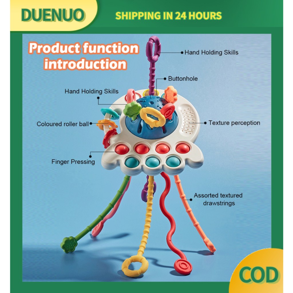 Jual DUENUO Mainan Edukasi Sensory Anak Squishy Teether Untuk 3 Bulan