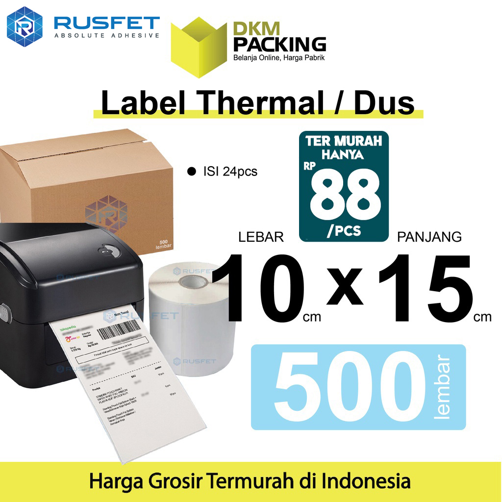 Jual Label Thermal Stiker Printer Resi Sticker Barcode POS A6 10x15cm