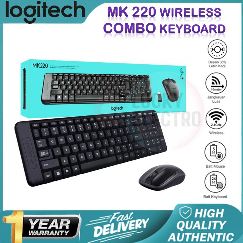 Jual Logitech Wireless Mouse Keyboard MK220 Combo / MK 220 Wireless Ori