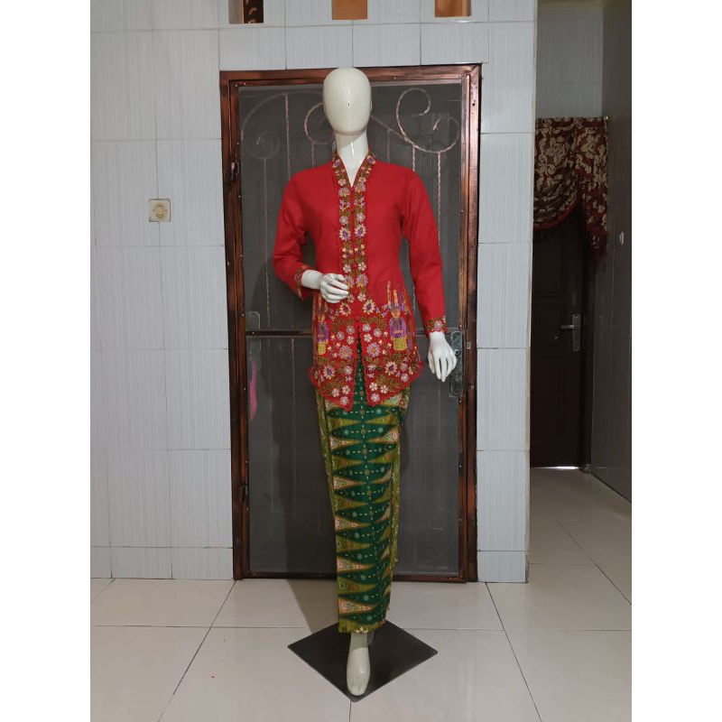 Jual Fk Stelan Kebaya Encim Katun Bordir Betawi Motif Ondel Ondel