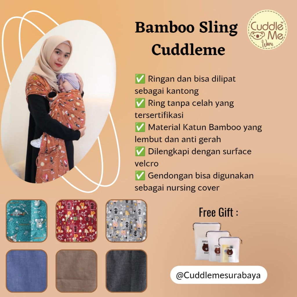 Jual Gendongan Bayi Ring Sling Bamboo Cuddle Me Cuddleme Selempang