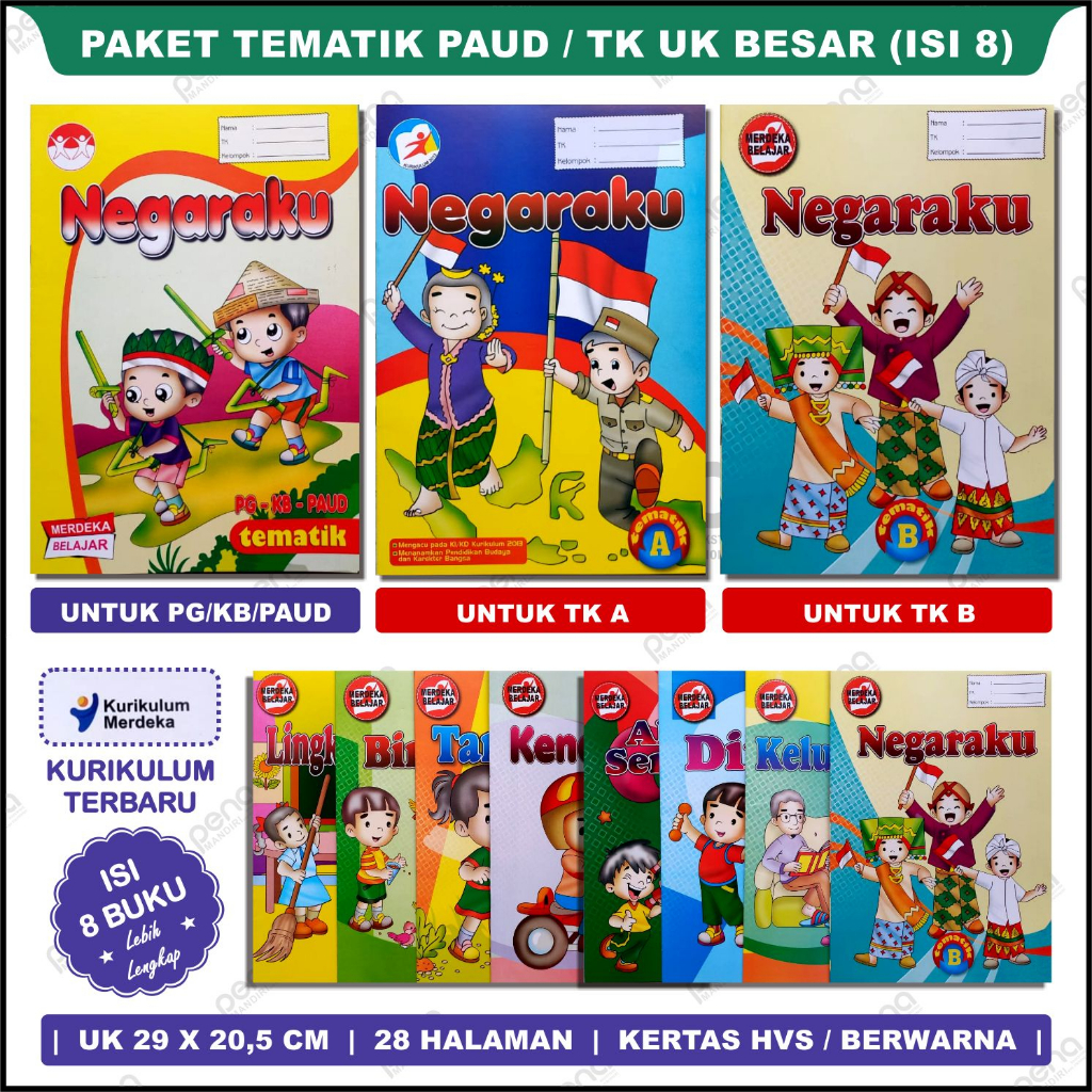 Jual Buku Paket Besar Tematik PAUD TK A Dan TK B (Isi 8 Buku) | Shopee ...