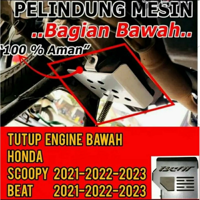 Jual Cover Engine Pelindung Bawah Mesin Crankcase Beat Dan Scoopy Besi Tebal