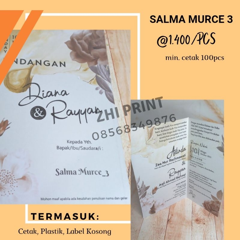Jual Undangan Pernikahan Simpel & Murah - SALMA MURCE 3 | Shopee Indonesia