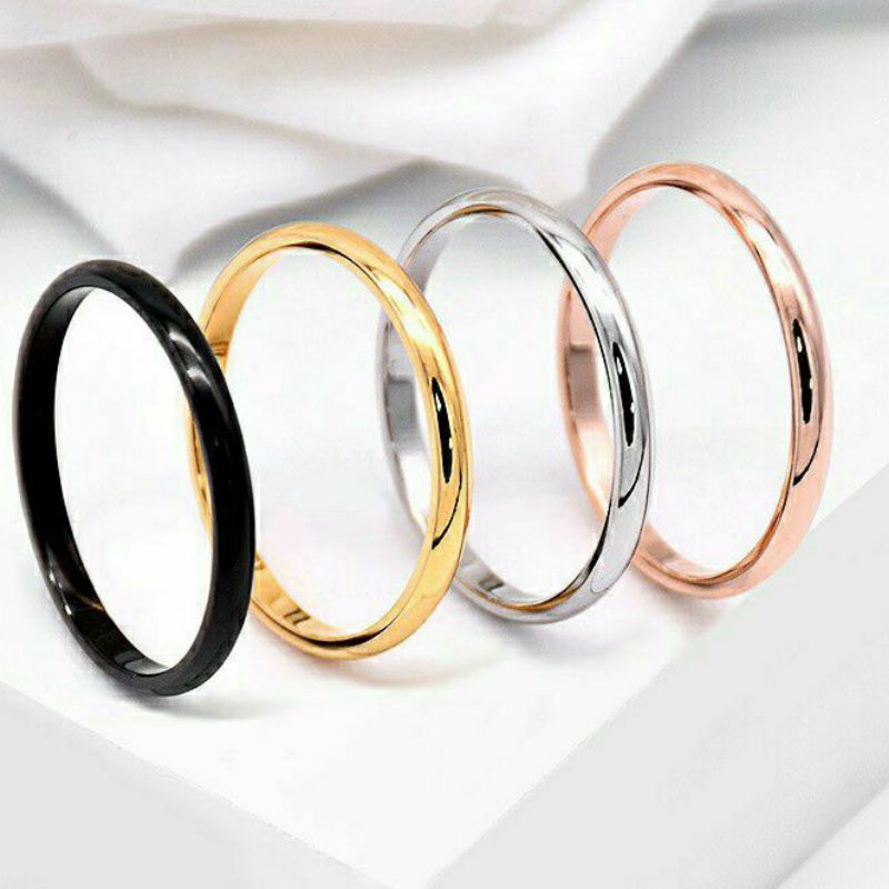 Jual Cincin Titanium Tipis Polos Couple Tunangan Ukuran 3 Mili 2mili ...